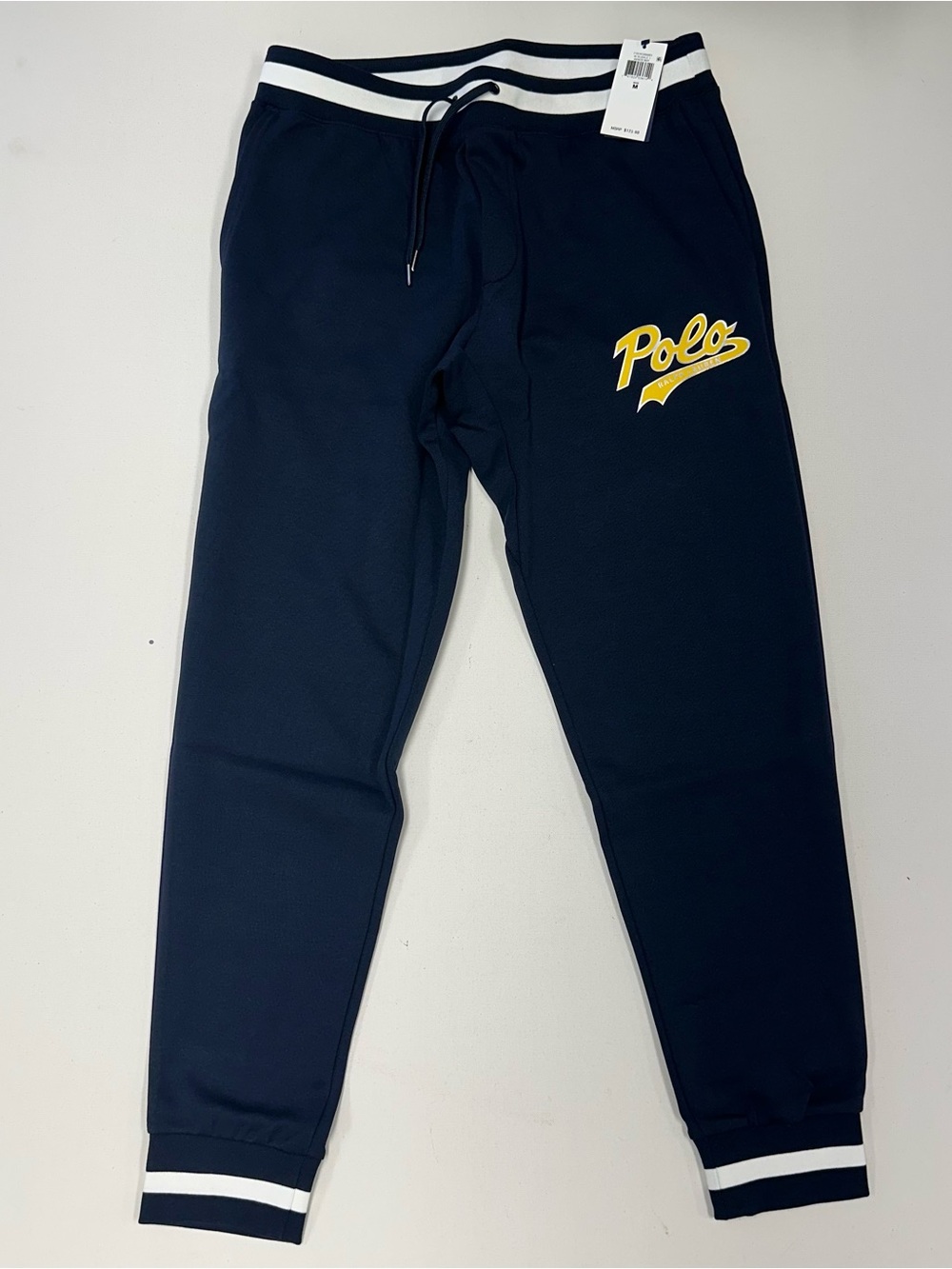 Polo Ralph Lauren Double-Knit Jogger Pants Blue Tapered Sweatpants Mens Medium